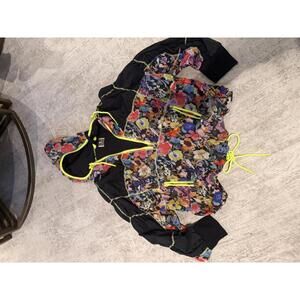 Free People Happy Camper Floral Patterned Hooded Windbreaker Jacket XL